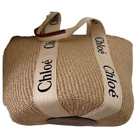 Chloé Panier Straw Tote Bag - Beige Brown Beige