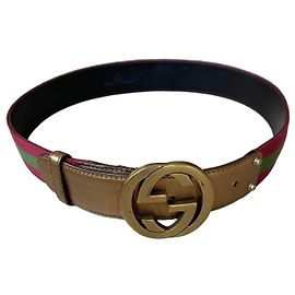 Ceinture Gucci GG Marmont Web Rouge Doré Vert