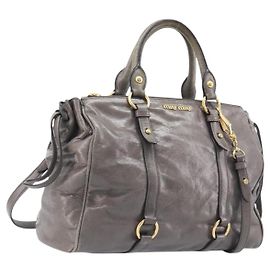 Miu Miu Handtasche Leder 2way Grau Gold Auth 208248A - Jerrillo Andere