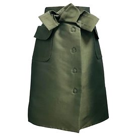 Saia de cetim de seda verde oliva Marc Jacobs com detalhe de laço Verde