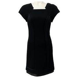 Rag & Bone Black Mies Dress with Satin and Leather Trim Black