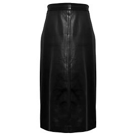 Saia Givenchy em pele de cordeiro preta com fecho traseiro prateado Preto