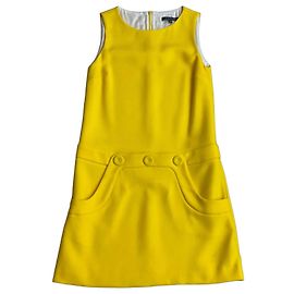 Tara Jarmon Yellow Wool A-Line Dress Yellow