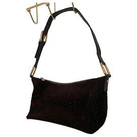 CÉLINE Bolsa Hobo C Macadam Camurça Castanha Marrom
