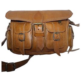 Autre Marque Borsa a tracolla in pelle marrone con tasche Marrone