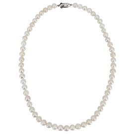Autre Marque Colar de Pérolas Akoya Vintage White 6,5mm com Fecho de Prata Filigranada 42cm Branco