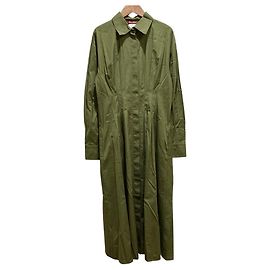 Max Mara Studio Hemdblusenkleid aus reiner Baumwolle Grün Khaki