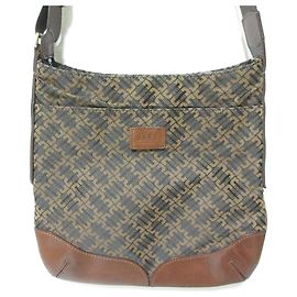 Autre Marque Bolsa de Ombro DAKS em Lona e Couro Marrom