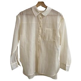 Autre Marque Rirandture Chiffon-Bluse mit langen Ärmeln Weiß Aus weiß
