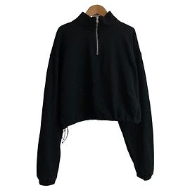Autre Marque #FR2 Sweatshirt Cropped à Demi-Zip Noir