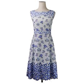 Autre Marque Tocca Lace Embroidery Dress Blue Light blue