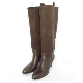 Autre Marque Bottes longues en peau lainée Pellico Marron Marron foncé