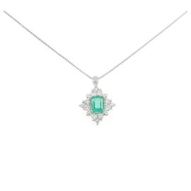 Autre Marque Collana in platino, diamanti e smeraldi Verde