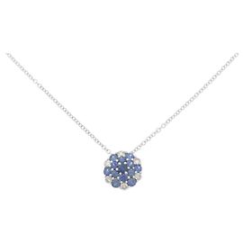 Autre Marque Colar de ouro branco Au750 com safira e diamante Prata