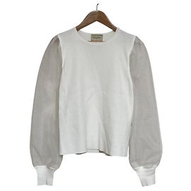 Autre Marque United Arrows Pullover de malha com mangas em tule organza Branco