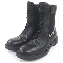 Salvatore Ferragamo Gancini Leather Ankle Boots Black