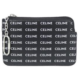 Céline Celine Coated Canvas Coin Key Case Black White