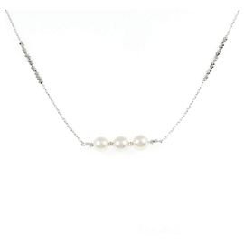 Autre Marque Collier de perles Akoya en or blanc Au750 Argenté