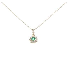 Autre Marque Collana Au750 Smeraldo e Diamante D'oro