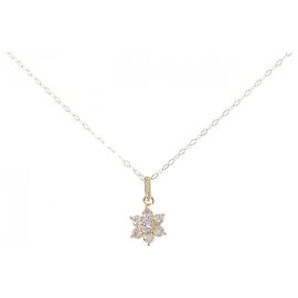 Autre Marque Au750 Flower Diamond Halskette Golden
