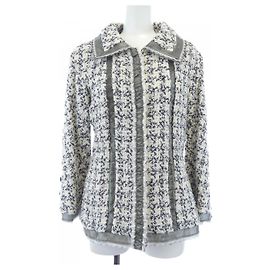 Casaco de seda Chanel Preto Branco