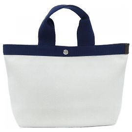 Autre Marque Herve Chapelier Square Tote B5 Tote Bag Blanco Azul marino