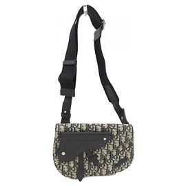 Borsa a tracolla Dior Saddle in jacquard Oblique Marrone Nero Beige