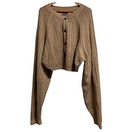 Autre Marque CURRENTAGE Wool Cable Knit Cardigan Beige
