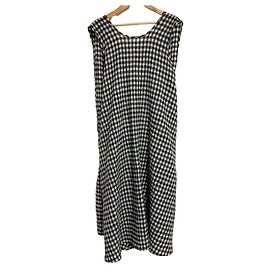 Autre Marque Vestido sem mangas Gingham Lin francais d'antan Preto Branco