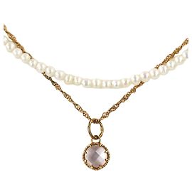 Autre Marque Collier agete K10 Gold Perle Quartz Rose Nacre Doré
