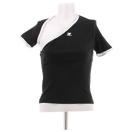 Courreges Camiseta asimétrica negra Negro