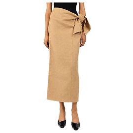 Max Mara Saia midi camel com amarração frontal - size UK 6 Marrom