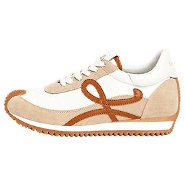 Loewe Sapatilhas Flow Runner em nylon e camurça branco e bege - tamanho EU 37 Outro