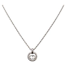 Colar Christian Dior Logótipo Círculo Corda Metal Prateado Outro