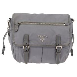 PRADA Bolsa de Ombro Nylon Cinza Prata Outro