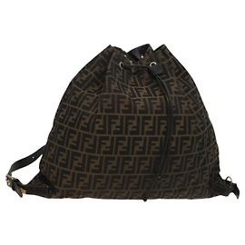FENDI Zucca Canvas Rucksack Braun Schwarz gold Andere
