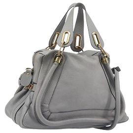 Chloé Chloe Paraty Hand Bag Leather 2way Gray Gold Outro