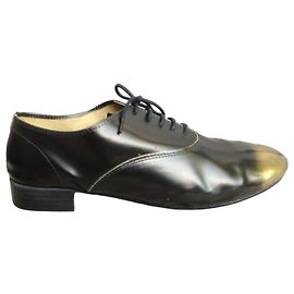 Repetto Oxford Pelle Nere Punta Oro Nero D'oro