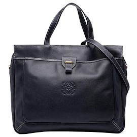 Sac Satchel Anagram LOEWE en cuir noir Noir