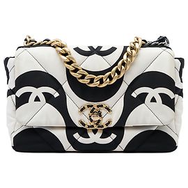 Chanel White Medium Printed Silk 19 Flap Altro