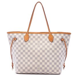 Louis Vuitton White Damier Azur Neverfull MM Blanco