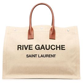 Autre Marque Saint Laurent Grand Cabas Rive Gauche en Toile Marron Marron Beige