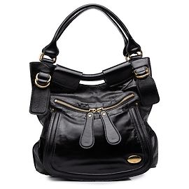 Borsa a tracolla Chloé Bay Large in pelle nera Nero