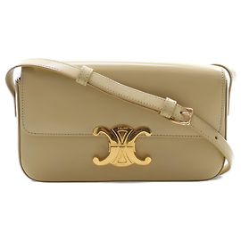 Céline Borsa a tracolla Celine Claude in pelle di vitello lucida gialla con Triomphe Altro Giallo