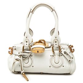 Mini mala de mão Paddington em couro branco Chloé Branco