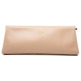 Clutch Prada Beige Saffiano Lux East West Frame Beige
