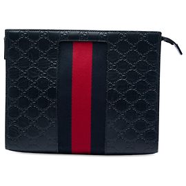 Clutch Gucci Blue Guccissima Web Azul Azul marino