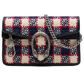 Gucci Mini Borsa a Tracolla Dionysus in Tweed a Quadretti Nero Nero