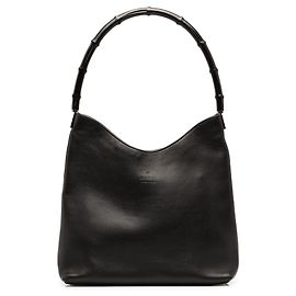 Borsa a tracolla Gucci in vitello nero con bambù Nero