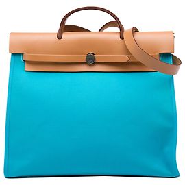 Hermès Blue Toile Verso Herbag Zip 39 Bleu Autre